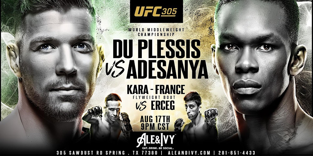 UFC 305 du Plessis vs. Adesanya PPV Pay Per View 8/17/24 August 17th 2024